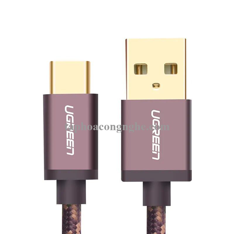Ugreen 40428 0.5M màu Nâu Cáp sạc USB TypeC cao cấp US250 30040428